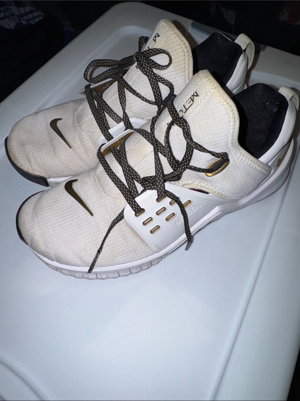 Nike Women's Gold and Cream Trainers